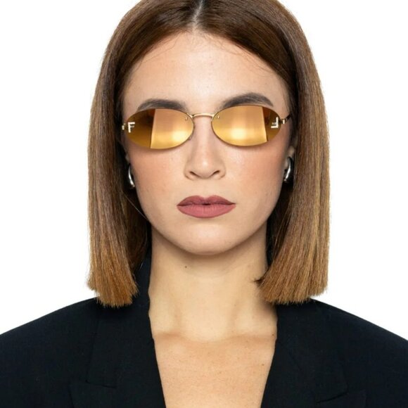 Fendi FIRST CRYSTAL Women Sunglasses Yellow Gold Oval FE4075US 30L AUTHENTENTIC - Picture 13 of 14
